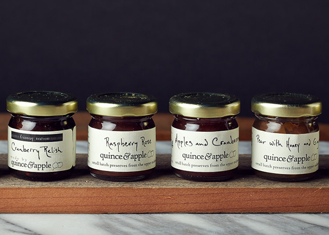 This is a picture of the Quince & Apple Four-Preserves Set from Fromagination.
