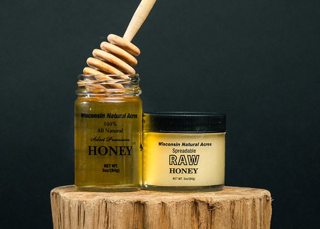 This is a picture of Wisconsin Natural Acres Honey.