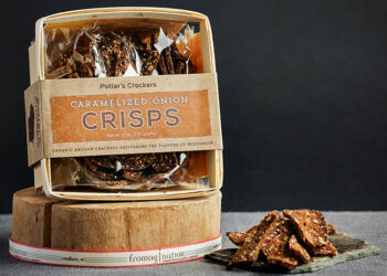 This is a picture of Potter's Caramelized Onion Crisps, featured by Fromagination