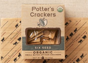 This is a picture of Potter's Six Seed Crackers, offered by Fromagination.