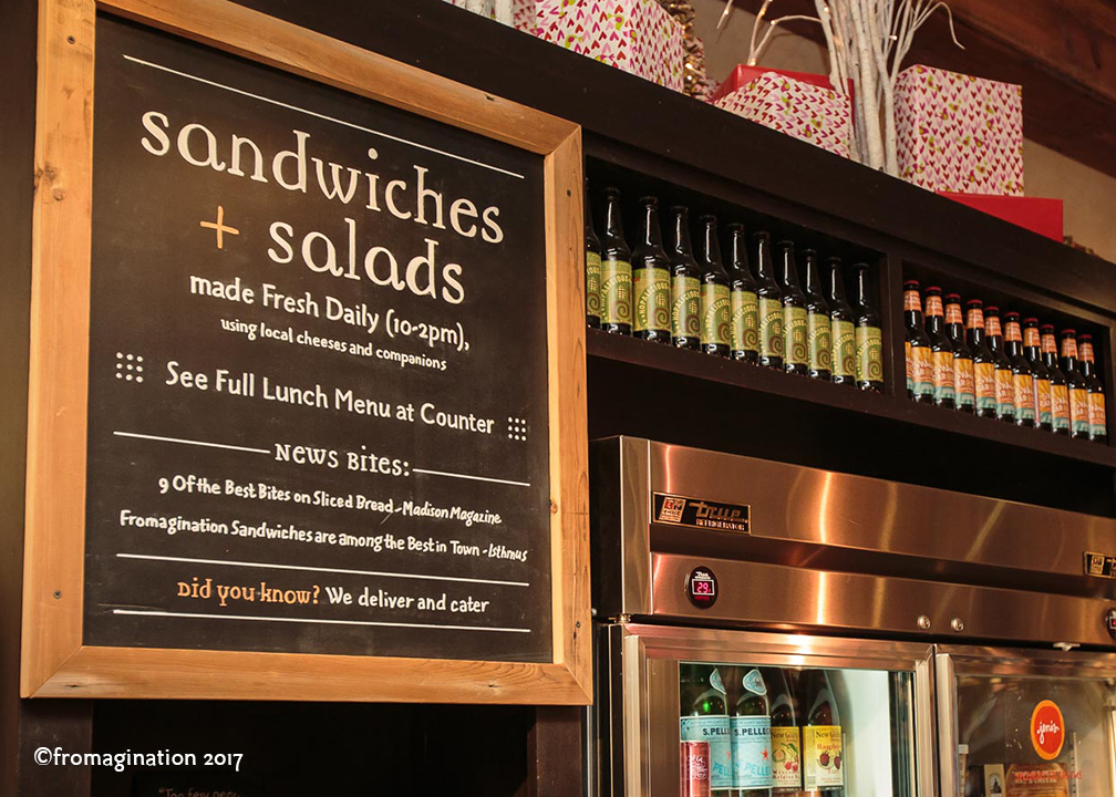 Fromagination's Sandwich & Salad Sign