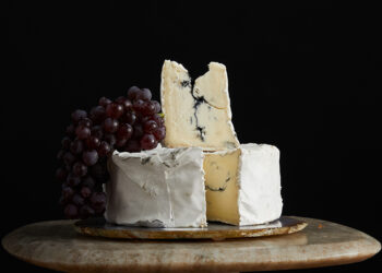 This is a picture of Schroeder Kase Brie with ash, offered by Fromagination.