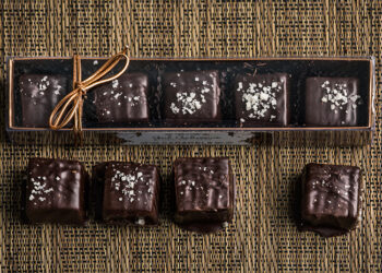 This is a picture of Gail Ambrosius caramel chocolates, offered by Fromagination.
