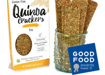This is a picture of Trio flavor Quinoa Crackers, offered by Fromagination.
