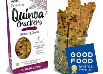 This is a picture of Cranberry flavor Quinoa Crackers, offered by Fromagination.