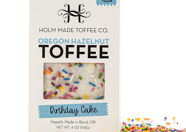 This is a picture of Birthday Cake Oregon Hazelnut Toffee, featured by Fromagination.