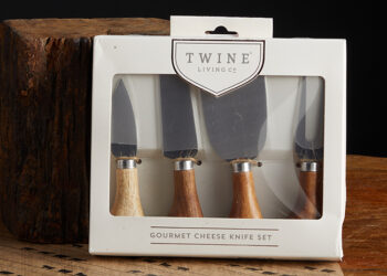 This is a picture of a set of gourmet cheese knives, offered by Fromagination.