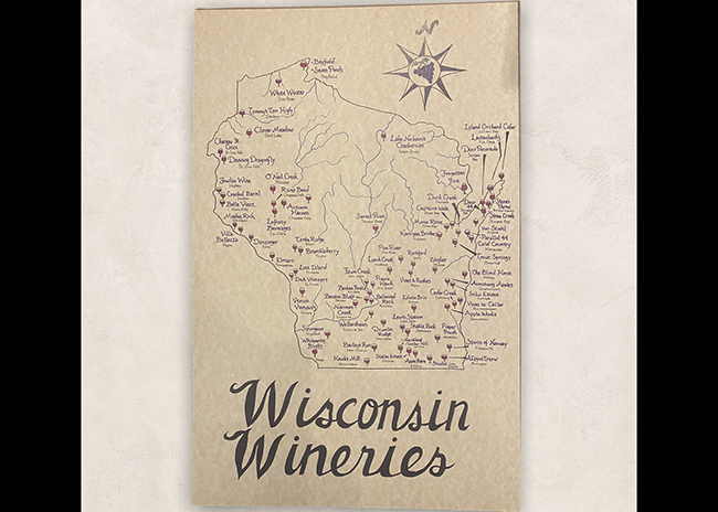 This is a picture of a Wisconsin Wineries poster, offered by Fromagination.
