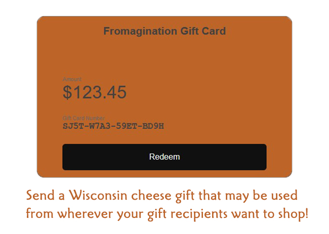This is a picture of Fromagination's E-Gift Card, available online.