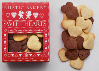 This is a picture of Vanilla and Chocolate Valentine's Day Cookies, offered by Fromagination.