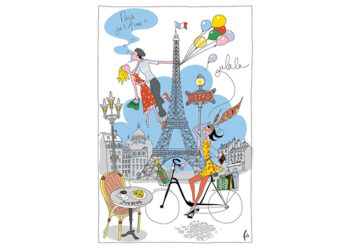 This is a picture of a Paris Girl Tea Towel, offered by Fromagination.