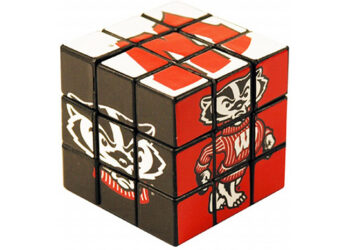This is a picture of a Wisconsin Badgers Puzzle Cube, offered by Fromagination.