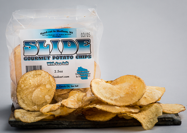 This is a picture of Slide Chips, regular flavor, offered by Fromagination.