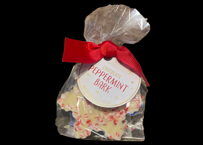 This is a picture of Peppermint Bark Snowflakes (3), offered by Fromagination.