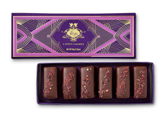 This is a picture of Vosges Blood Orange Caramels, offered by Fromagination.
