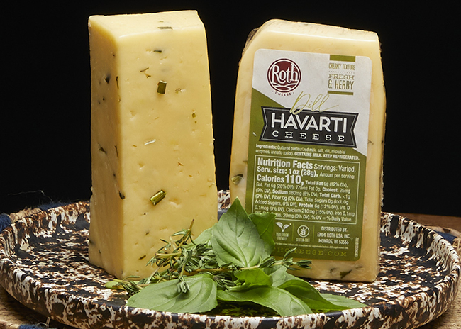 This is a picture of Roth's Dill Havarti cheese, offered by Fromagination.