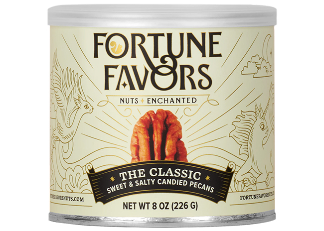 This is a picture of Fortune Favors Caramelized Pecans, Classic flavor, 8 ounces, offered by Fromagination.
