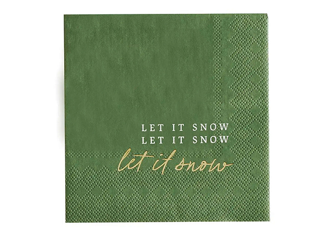 This is a picture of the Let It Snow Napkin, offered by Fromagination.