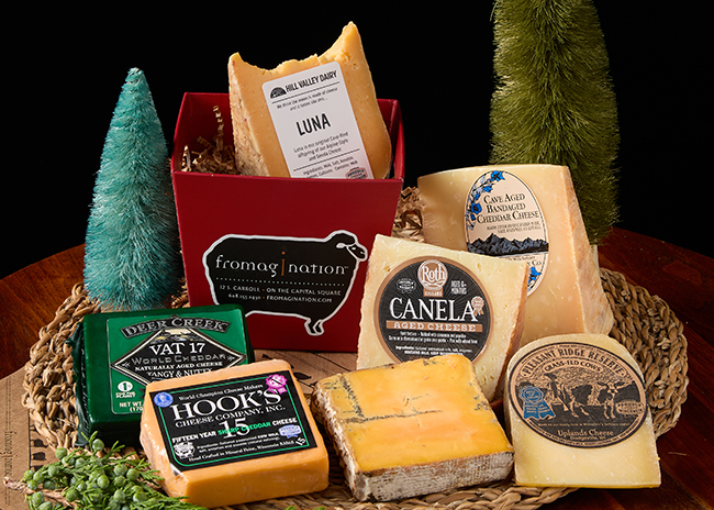 Seven great Wisconsin artisan cheeses make up the Cheese Stands Alone Gift Set. All great cheese and nothing else.