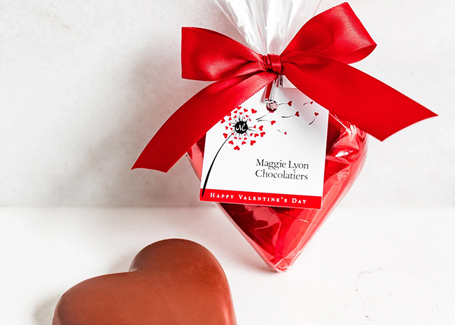 This is a picture of a solid milk chocolate heart, offered by Fromagination.