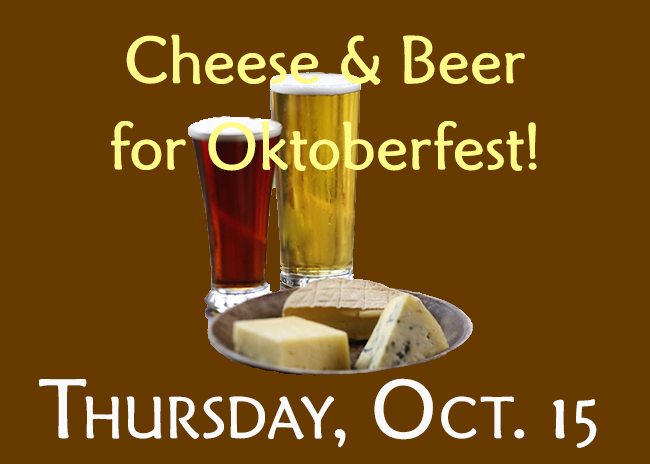 This is a picture of Fromagination's Cheese & Beer for Oktoberfest! class.