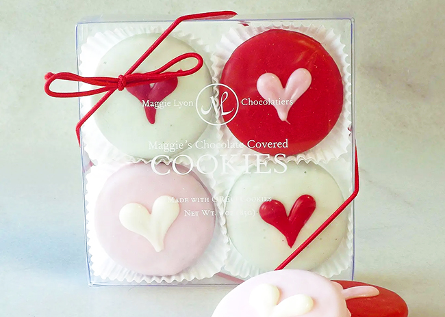 This is a picture of Valentine's Chocolate Covered Cookies, offered by Fromagination.