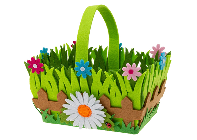 This is a picture of the Rectangular Daisies Felt Easter Basket, offered by Fromagination.