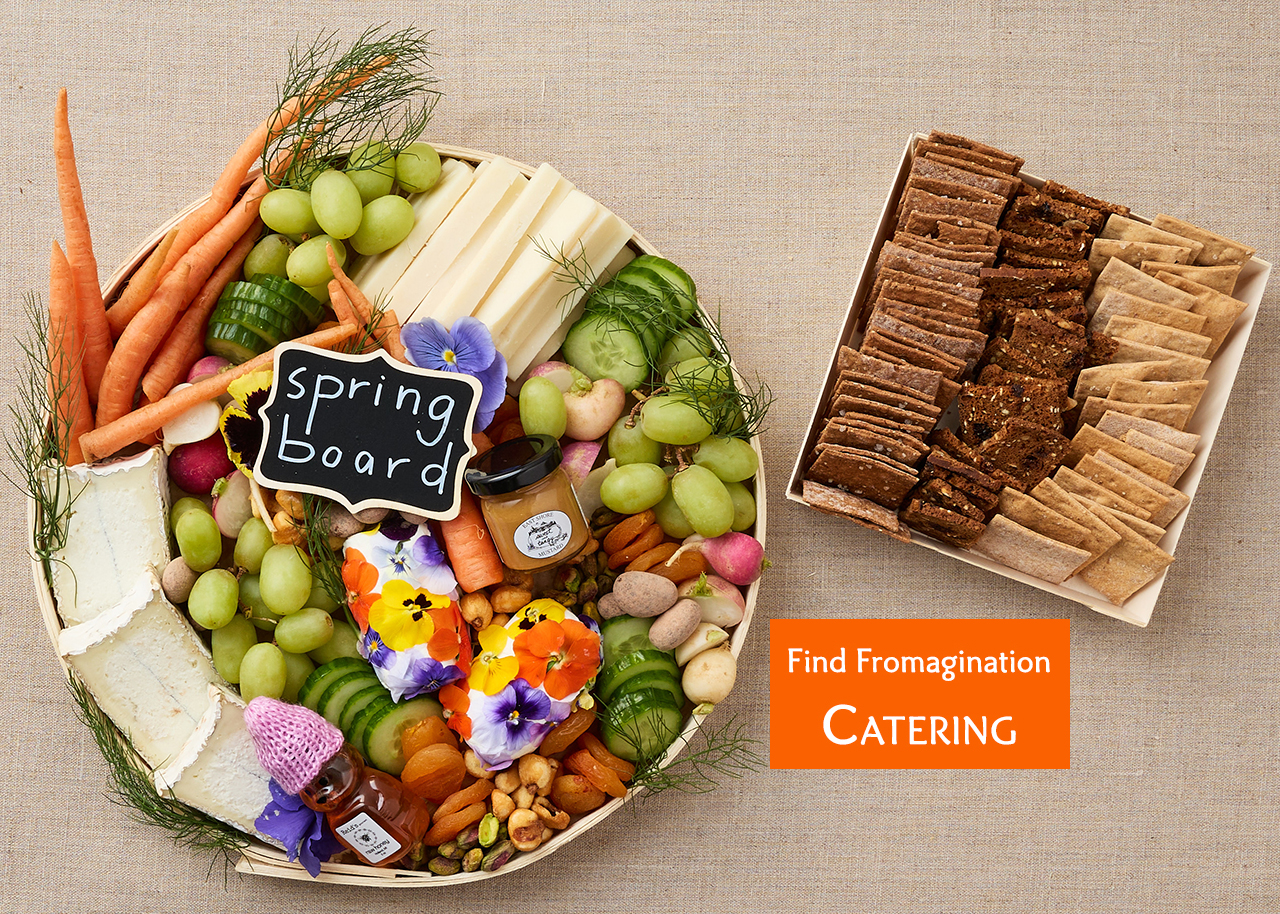 This is a picture of Fromagination's Spring Seasonal Cheese Board.