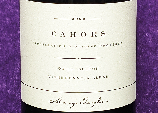 This is a picture of Mary Taylor Cahors wine, offered by Fromagination.