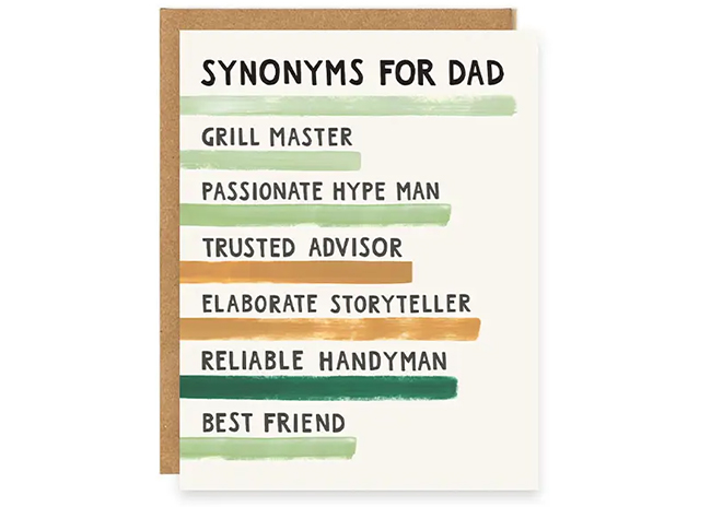 This is a picture of the Synonyms for Dad Card, offered by Fromagination.